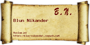 Blun Nikander névjegykártya